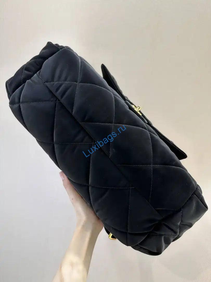 Chanel Maxi Bowling Bag Velvet-Effect Nylon & Gold-Tone Metal AS5055 Black | chanel maxi bowling bag velvet effect nylon gold tone metal as5055 black 07
