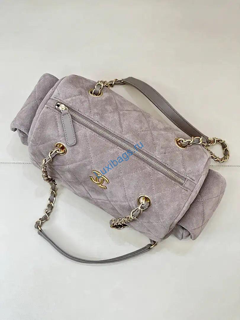chanel small bowling bag suede leather as5792 gray 4 Chanel Small Bowling Bag Suede Leather AS5792 Gray | chanel small bowling bag suede leather as5792 gray 05