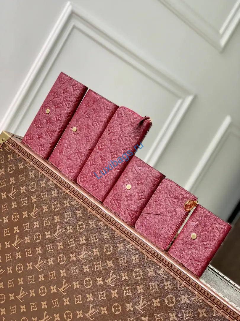 Louis Vuitton LV M25763 Romy Card Holder Monogram Empreinte Leather Wine Red | louis vuitton lv m25763 romy card holder monogram empreinte leather wine red 10