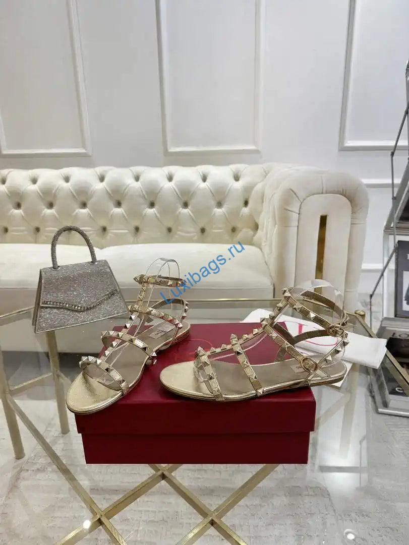 Valentino WS0A05VOD Rockstud Flat Calfskin Sandal With Straps V98904 | valentino ws0a05vod rockstud flat calfskin sandal with straps v98900 29