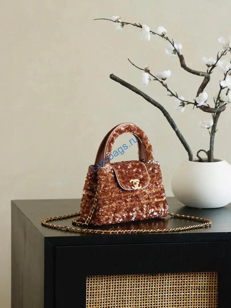 chanel 25a as4416 mini shopping bag kelly sequins coffee 1 Chanel 25A AS4416 Mini Shopping Bag Kelly sequins Coffee | chanel 25a as4416 mini shopping bag kelly sequins coffe 02