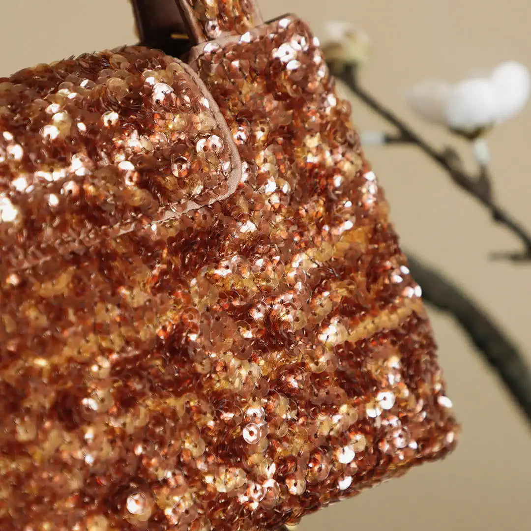 Chanel 25A AS4416 Mini Shopping Bag Kelly sequins Coffee | chanel 25a as4416 mini shopping bag kelly sequins coffe 07
