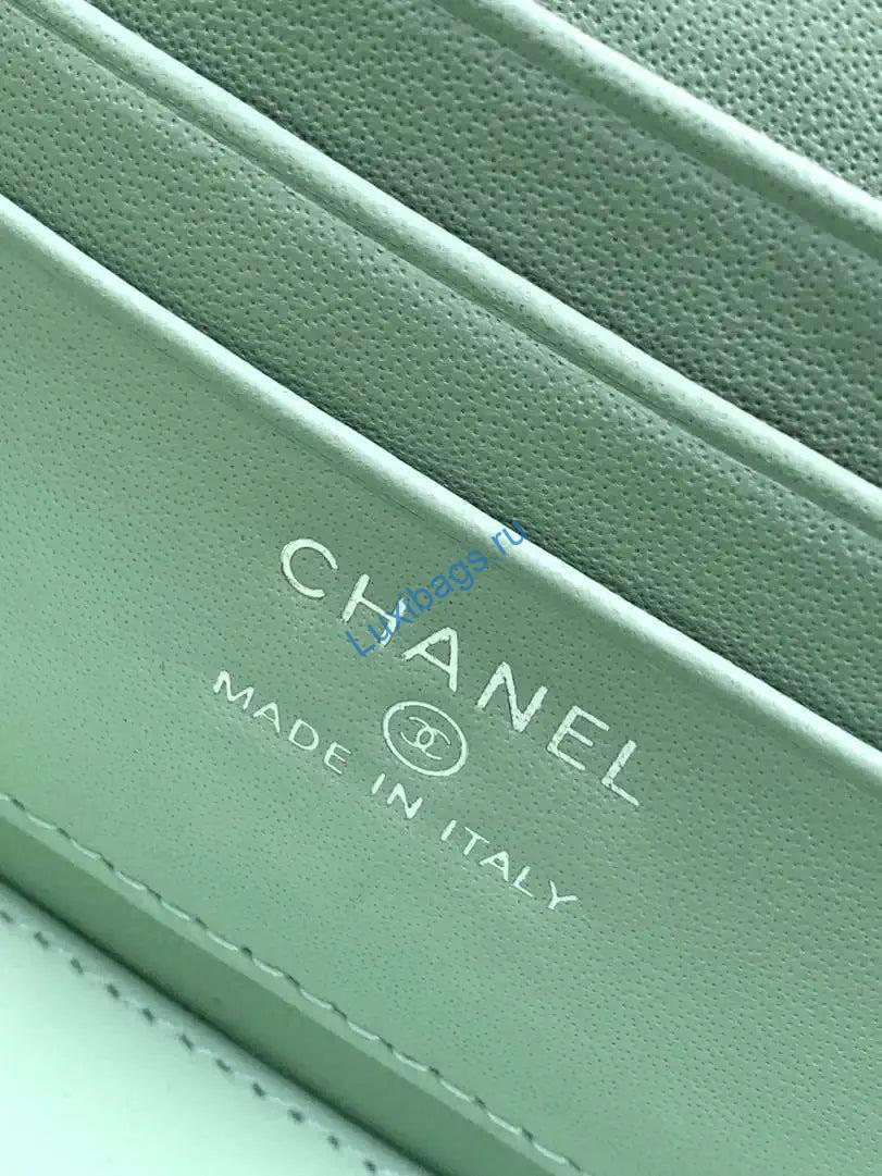 Chanel AP4933 25K Long Vanity with Chain Grained Shiny Calfskin Silver Green | chanel ap4933 25k long vanity with chain grained shiny calfskin silver green 9