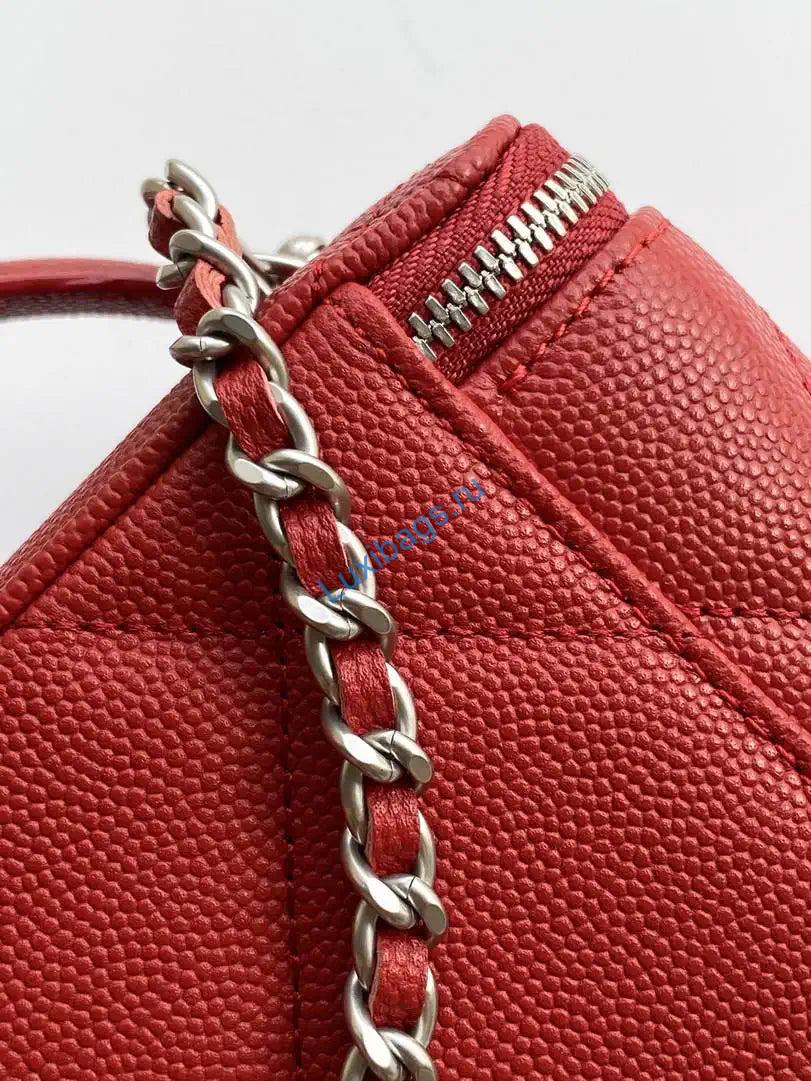 Chanel AP4933 25K Long Vanity with Chain Grained Shiny Calfskin Silver Red | chanel ap4933 25k long vanity with chain grained shiny calfskin silver red 07