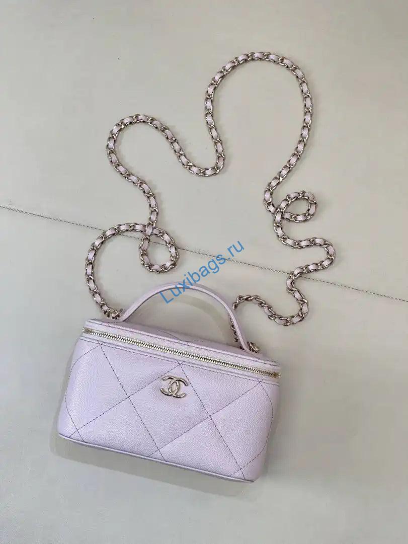 Chanel AP4933 25K Long Vanity with Chain Grained Shiny Calfskin Silver Light Purple | chanel ap4933 25k long vanity with chain grained shiny calfskin silver 11