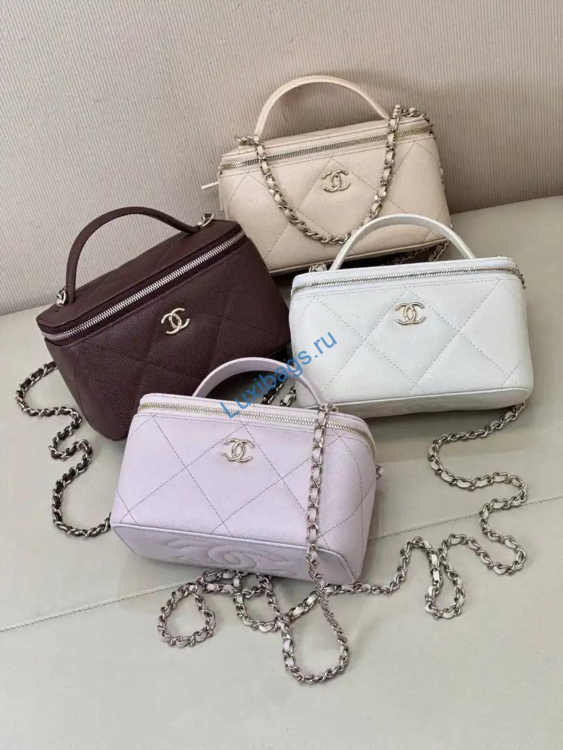 Chanel AP4933 25K Long Vanity with Chain Grained Shiny Calfskin Silver Light Purple | chanel ap4933 25k long vanity with chain grained shiny calfskin silver 39