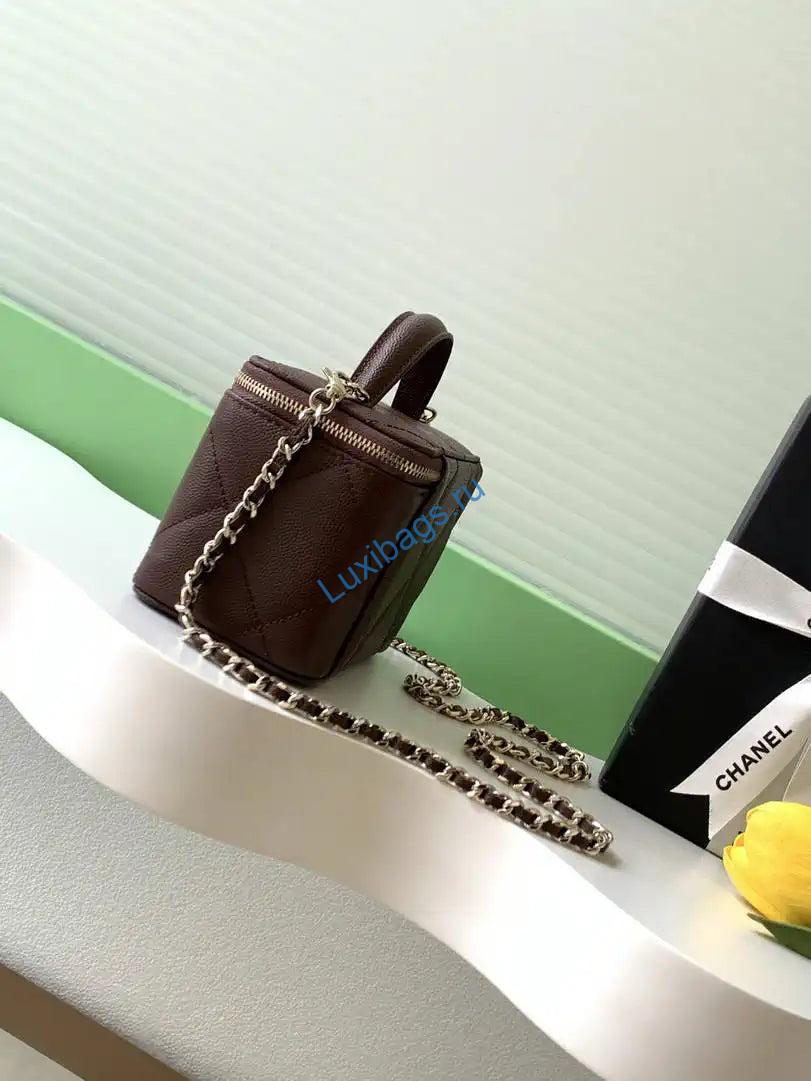 Chanel AP4933 Long Vanity with Chain Grained Shiny Calfskin Dark Brown | chanel ap4933 long vanity with chain grained shiny calfskin dark brown 02