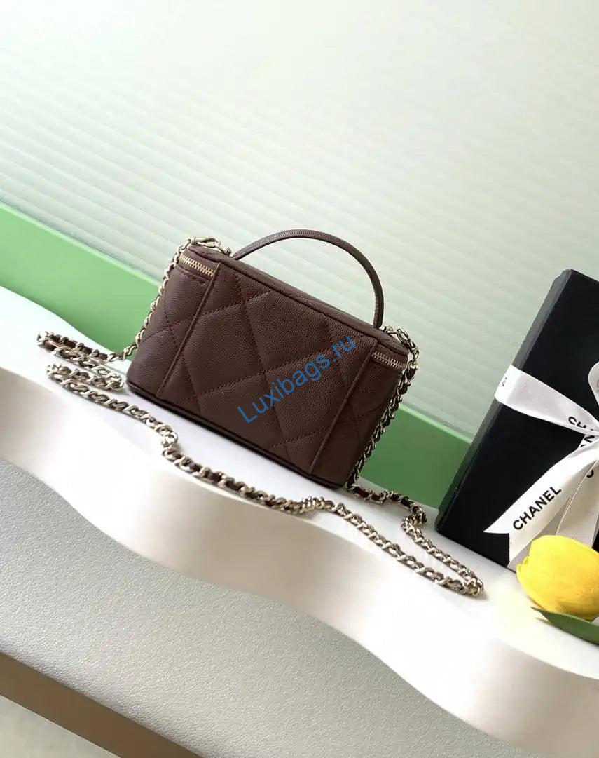 Chanel AP4933 Long Vanity with Chain Grained Shiny Calfskin Dark Brown | chanel ap4933 long vanity with chain grained shiny calfskin dark brown 03