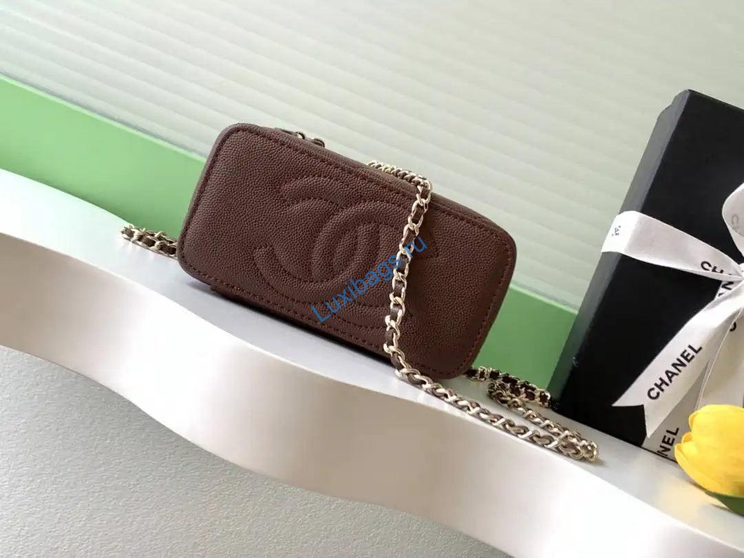 Chanel AP4933 Long Vanity with Chain Grained Shiny Calfskin Dark Brown | chanel ap4933 long vanity with chain grained shiny calfskin dark brown 04