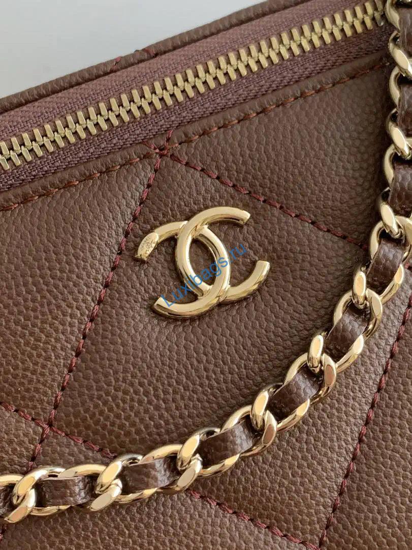 Chanel AP4933 Long Vanity with Chain Grained Shiny Calfskin Dark Brown | chanel ap4933 long vanity with chain grained shiny calfskin dark brown 05