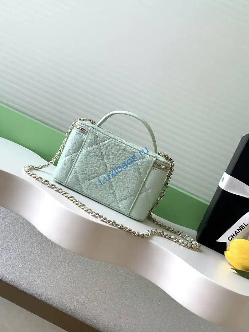 Chanel AP4933 Long Vanity with Chain Grained Shiny Calfskin Green | chanel ap4933 long vanity with chain grained shiny calfskin 122