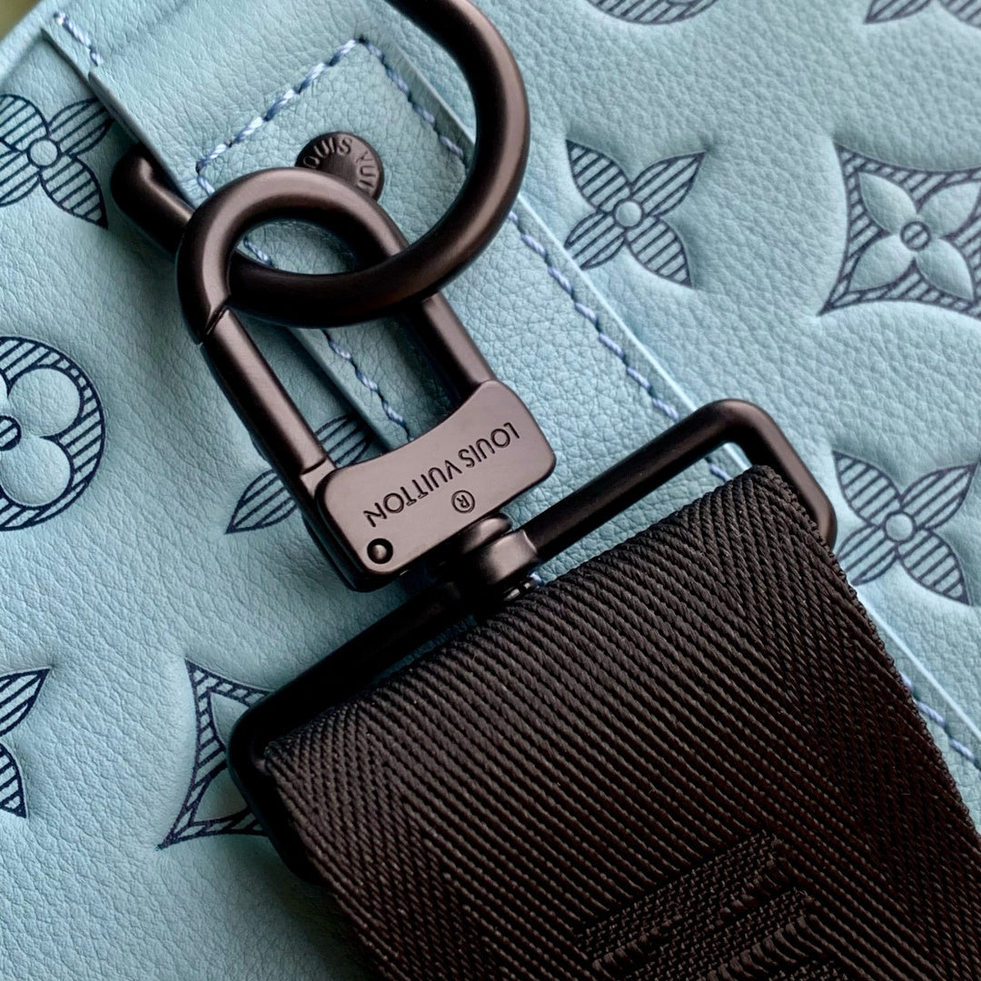 Louis Vuitton Keepall Bandoulière 50 Bag LV M14842 Ligth Blue | louis vuitton keepall bandouliere 50 bag lv m14842 blue 07