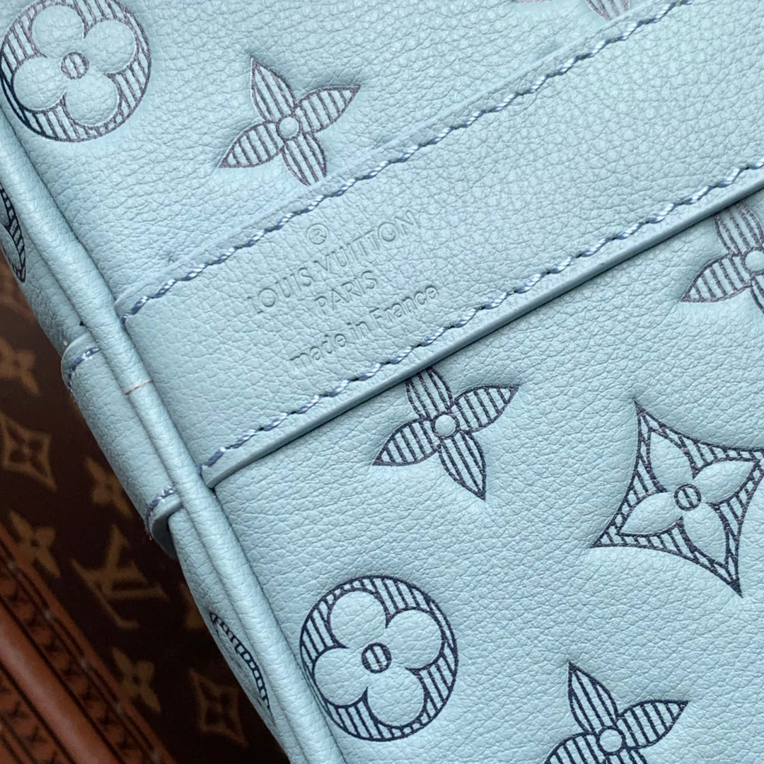 Louis Vuitton Keepall Bandoulière 50 Bag LV M14842 Ligth Blue | louis vuitton keepall bandouliere 50 bag lv m14842 blue 08