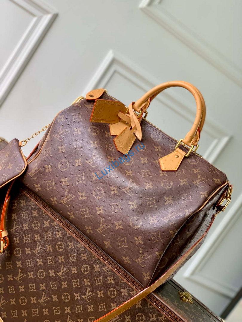 LV M24417 Louis Vuitton Speedy P9 Bandoulière 40 Bag Brown Ostrich Pattern