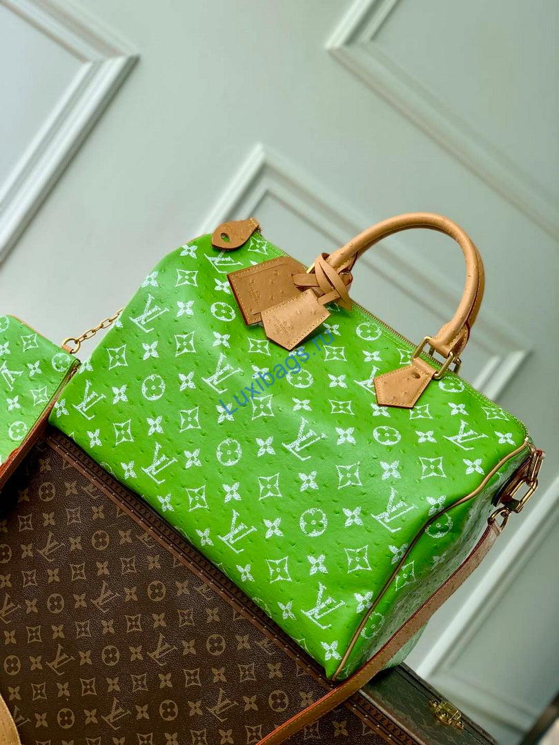 LV M24417 Louis Vuitton Speedy P9 Bandoulière 40 Bag Green Ostrich Pattern
