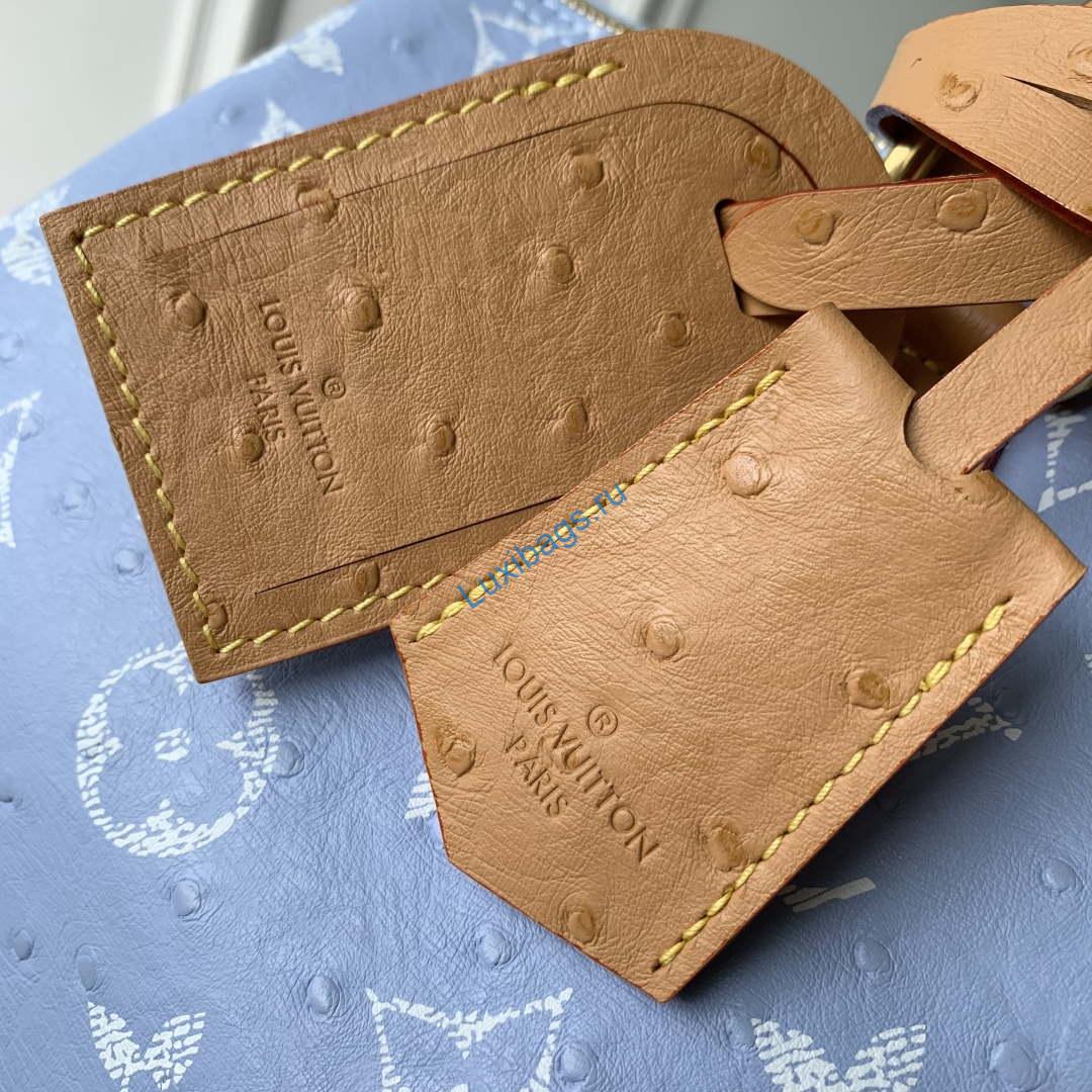 LV M24417 Louis Vuitton Speedy P9 Bandoulière 40 Bag Light blue Ostrich Pattern | lv m24417 louis vuitton speedy p9 bandouliere 40 bag light blue ostrich pattern 5