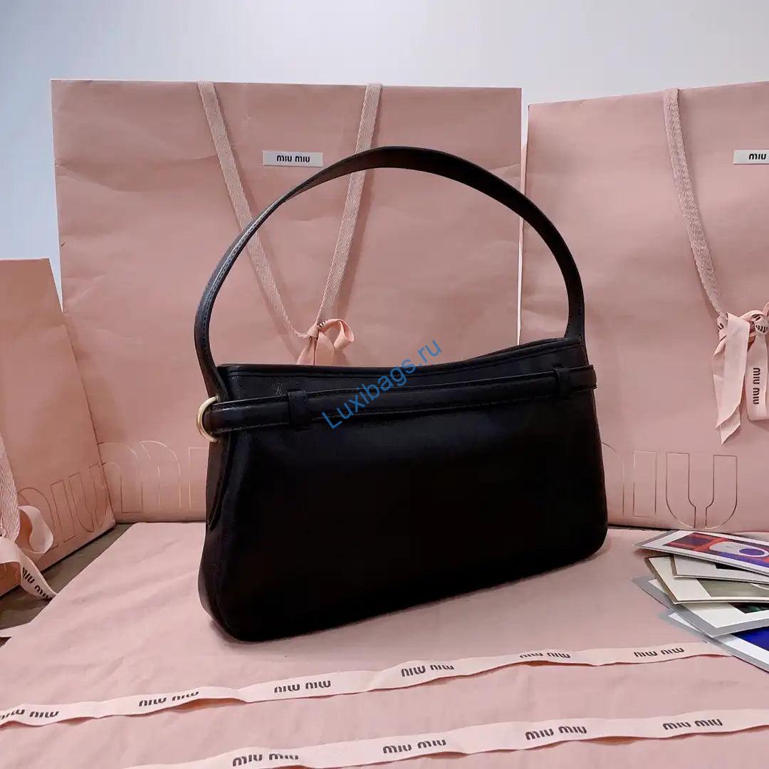 MiuMiu 5BC182 Aventure nappa leather Small bag Black | miumiu 5bc182aventure nappa leather small bag black 03
