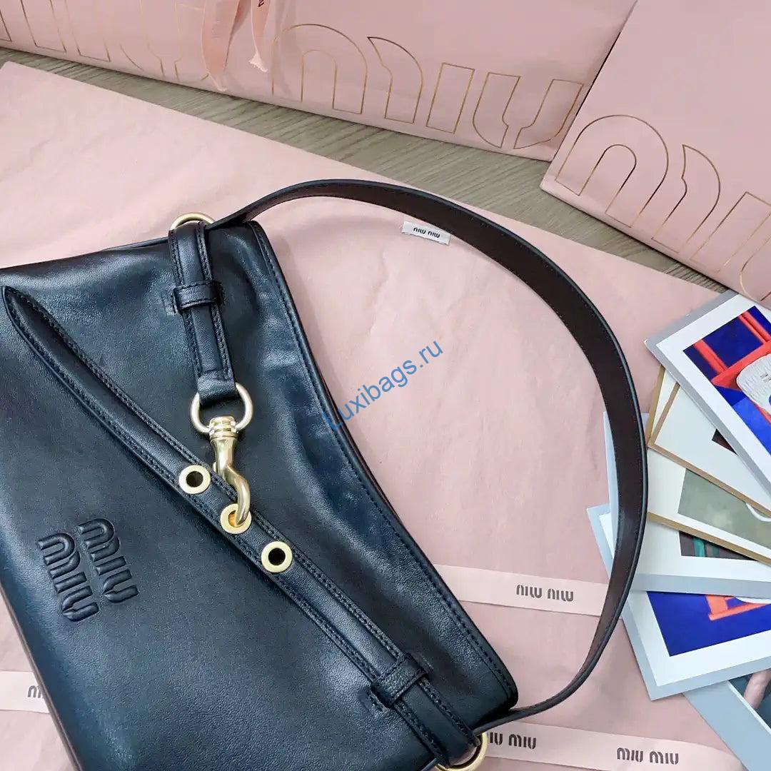 MiuMiu 5BC182 Aventure nappa leather Small bag Black | miumiu 5bc182aventure nappa leather small bag black 06