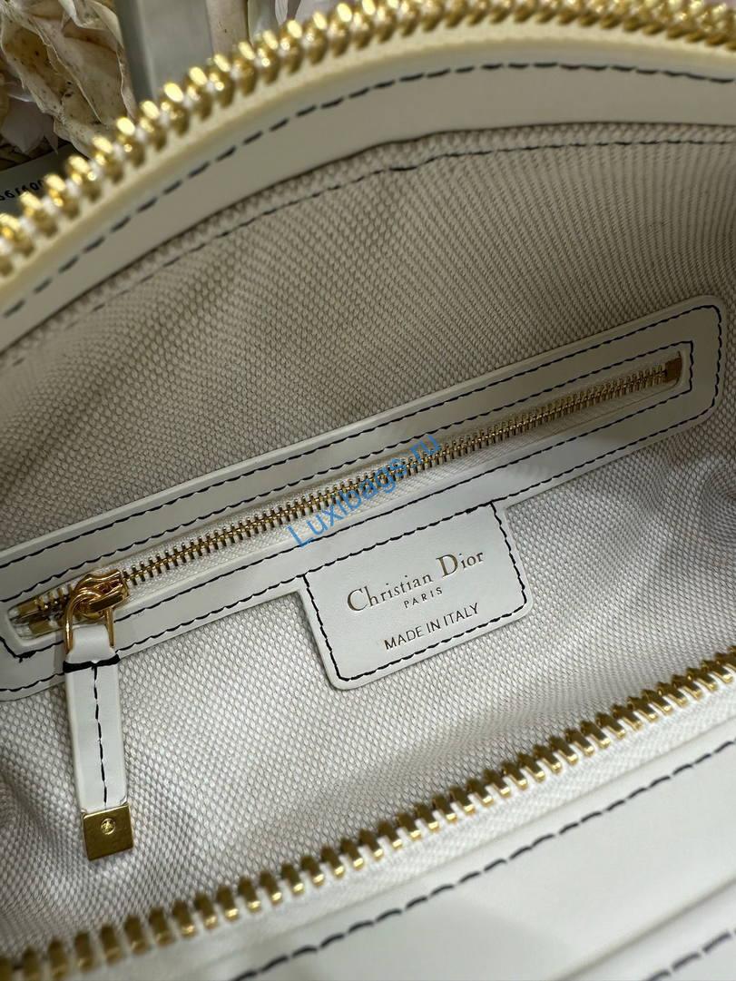 Dior M2416 Small D-Journey Bag in Two-Tone Calfskin White Flat Macrocannage with Contrasting Black Topstitching | products dior small d journey bag in two tone calfskin white flat macrocannage with contrasting black topstitching 08