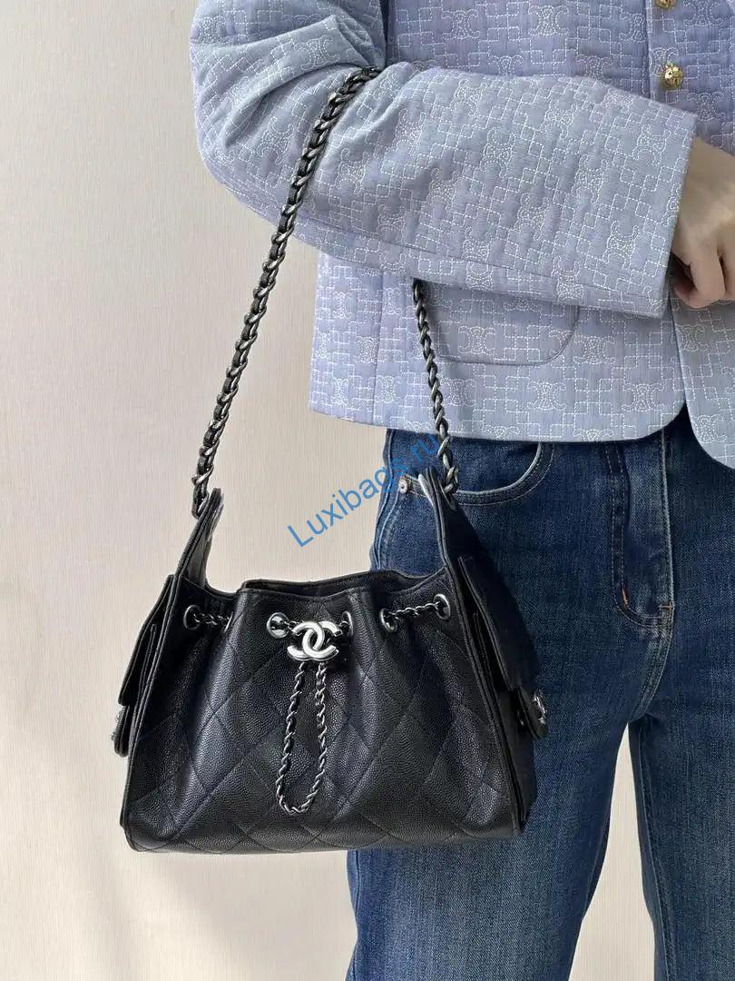 chanel mini hobo calfskin & silver-tone metal as5631 black 3 Chanel Mini Hobo Calfskin & Silver-Tone Metal AS5631 Black | chanel mini hobo lambskin silver tone metal as5631 black 04