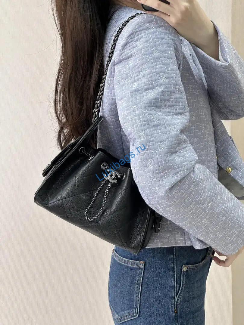 chanel mini hobo calfskin & silver-tone metal as5631 black 4 Chanel Mini Hobo Calfskin & Silver-Tone Metal AS5631 Black | chanel mini hobo lambskin silver tone metal as5631 black 05