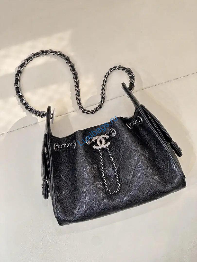 chanel mini hobo calfskin & silver-tone metal as5631 black 7 Chanel Mini Hobo Calfskin & Silver-Tone Metal AS5631 Black | chanel mini hobo lambskin silver tone metal as5631 black 08