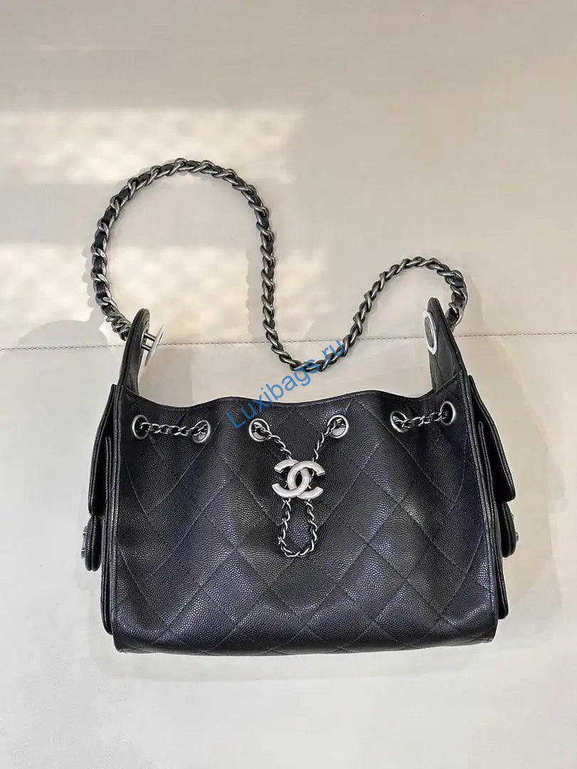 chanel mini hobo calfskin & silver-tone metal as5631 black 8 Chanel Mini Hobo Calfskin & Silver-Tone Metal AS5631 Black | chanel mini hobo lambskin silver tone metal as5631 black 09