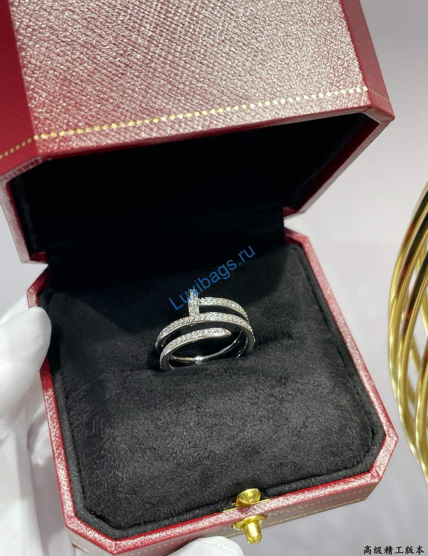 Cartier juste un clou ring double half paved B4211100 White gold | cartier juste un clou ring double half paved b4211100 white gold 5