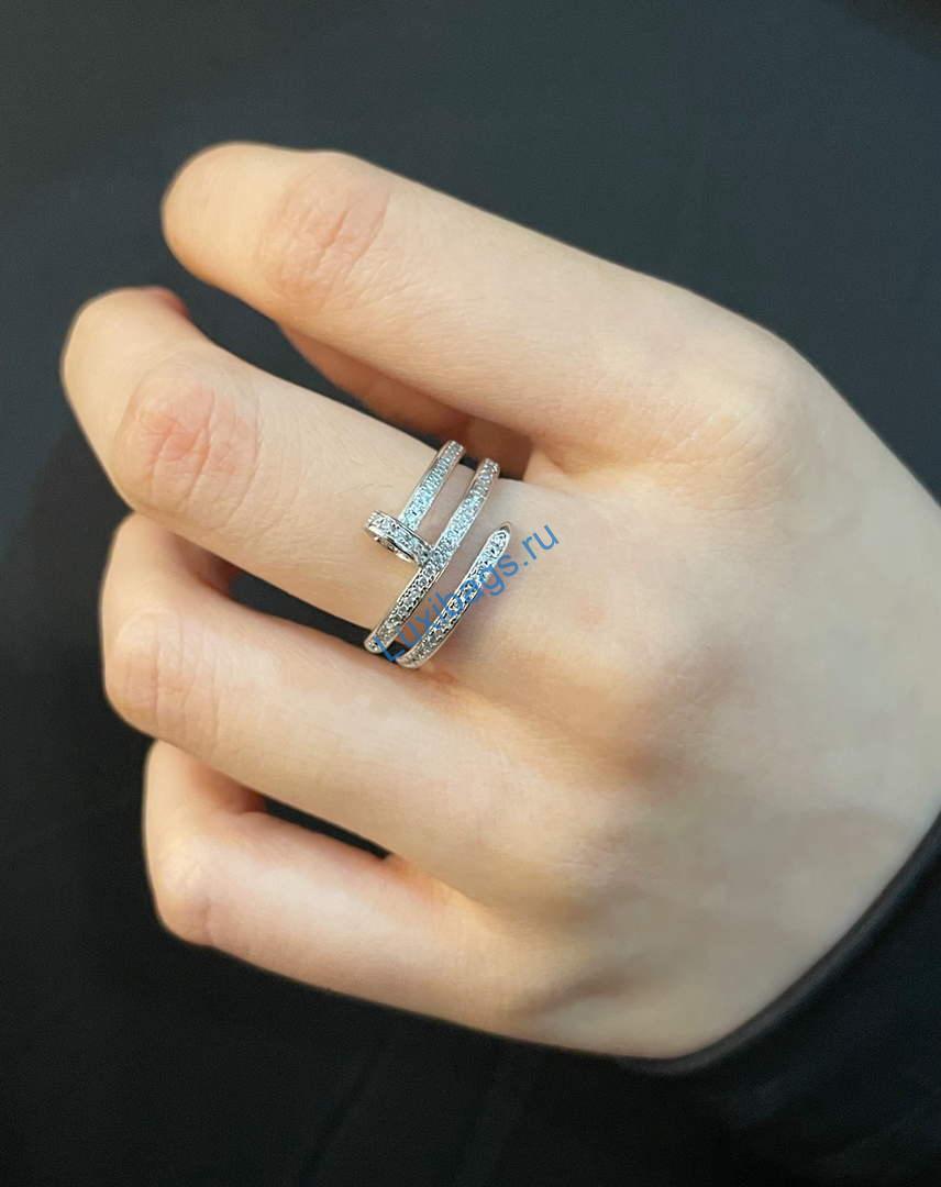 Cartier juste un clou ring double half paved B4211100 White gold | cartier juste un clou ring double half paved b4211100 white gold 6