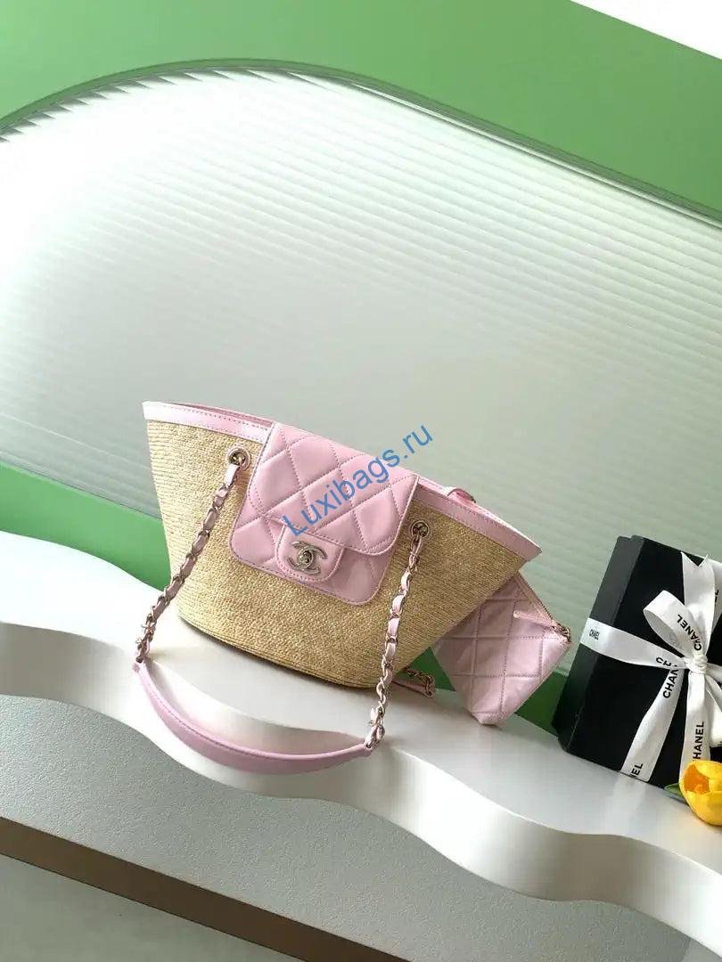 Chanel AS9906 Vegetable basket Shopping Bag Calfskin  Pink As5951