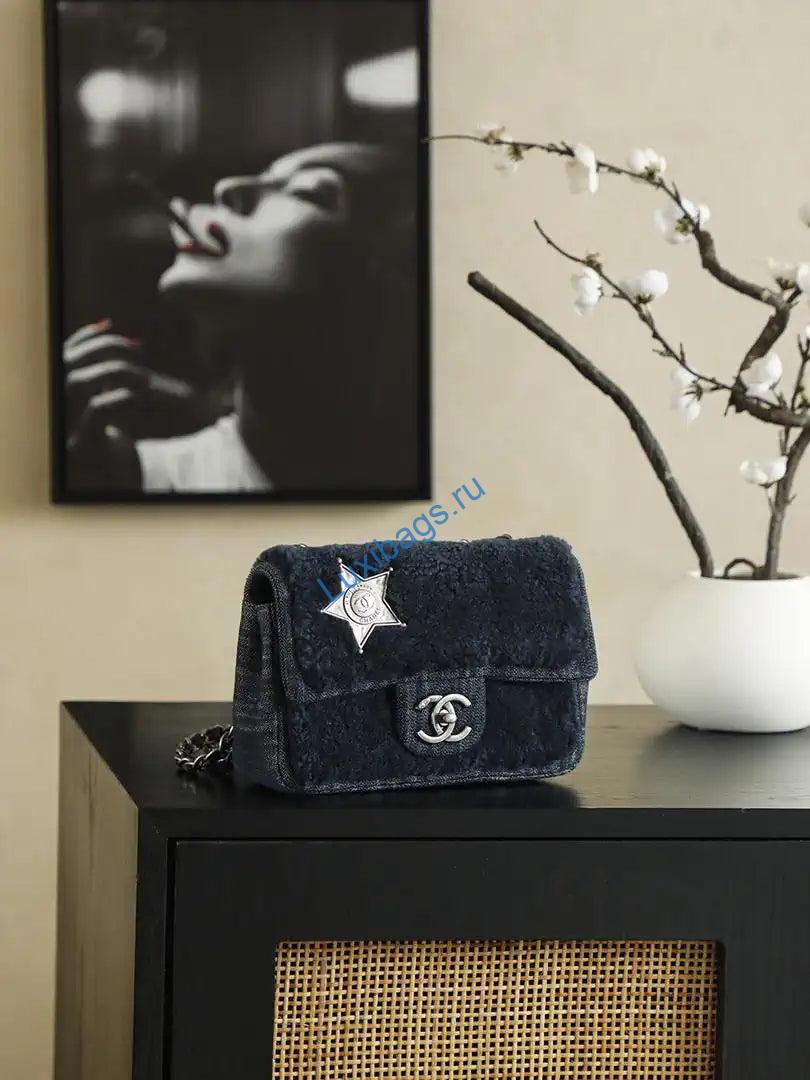 chanel vintage large mini flap dallas exclusive badge shearling navy blue 1 Chanel Vintage Large Mini Flap Dallas Exclusive Badge Shearling Navy Blue | chanel vintage large mini flap dallas exclusive badge shearling navy blue 2