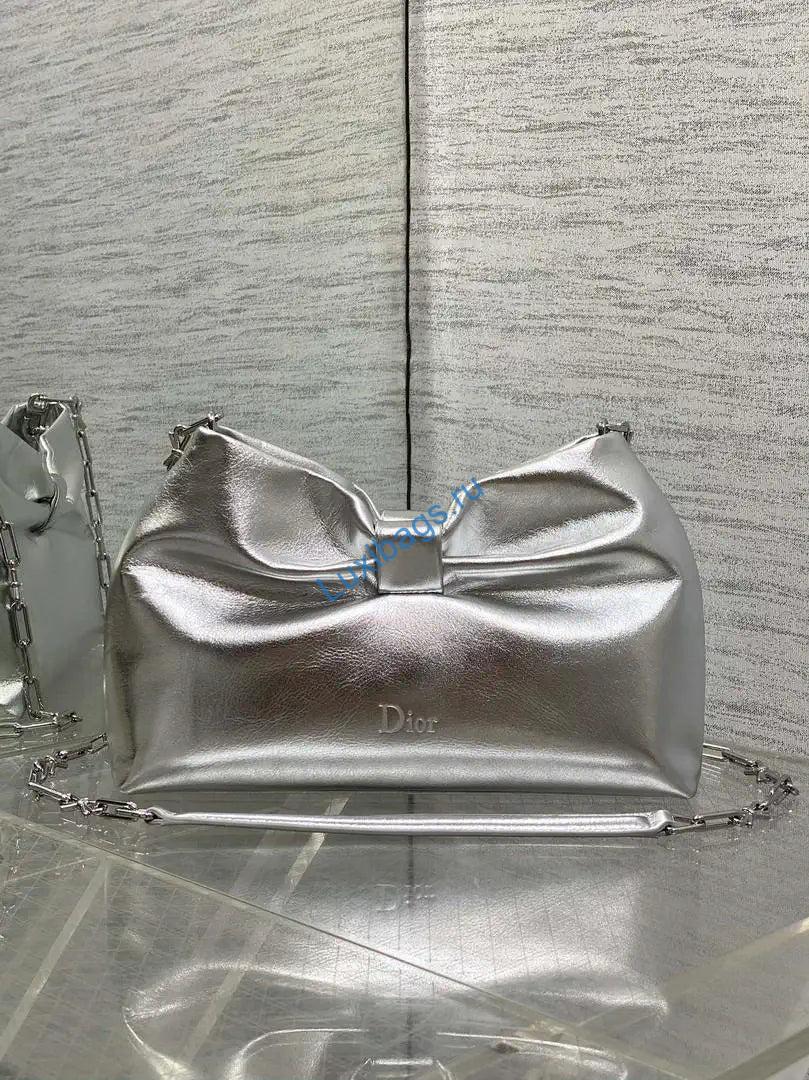 Dior Small Dior Bow Bag Lambskin M0715 Silver