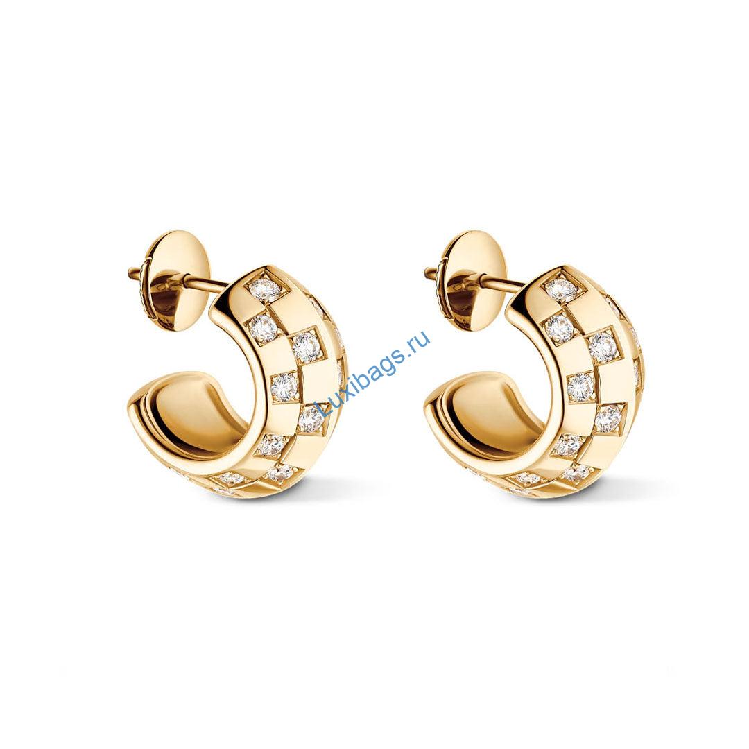 Louis Vuitton Q16521 le damier de louis vuitton earrings yellow gold and diamonds | louis vuitton q16521 le damier de louis vuitton earrings yellow gold and diamonds 4