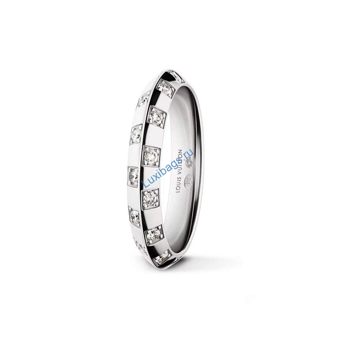 Louis Vuitton Q9Y55F Le Damier de Louis Vuitton Small Ring White Gold and Diamonds | louis vuitton q9y55f le damier de louis vuitton small ring white gold and diamonds 3