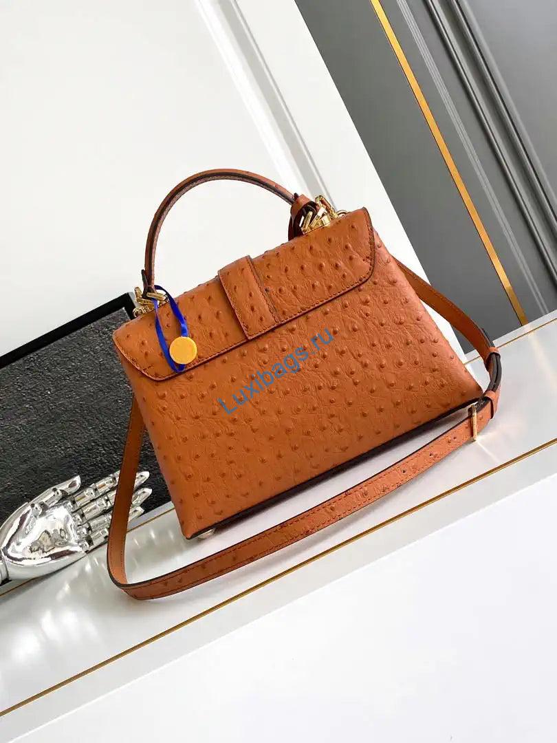 LV M87107 Louis Vuitton Ostrich Rose Des Vents MM Brown | lv m87107 louis vuitton ostrich rose des vents mm 44