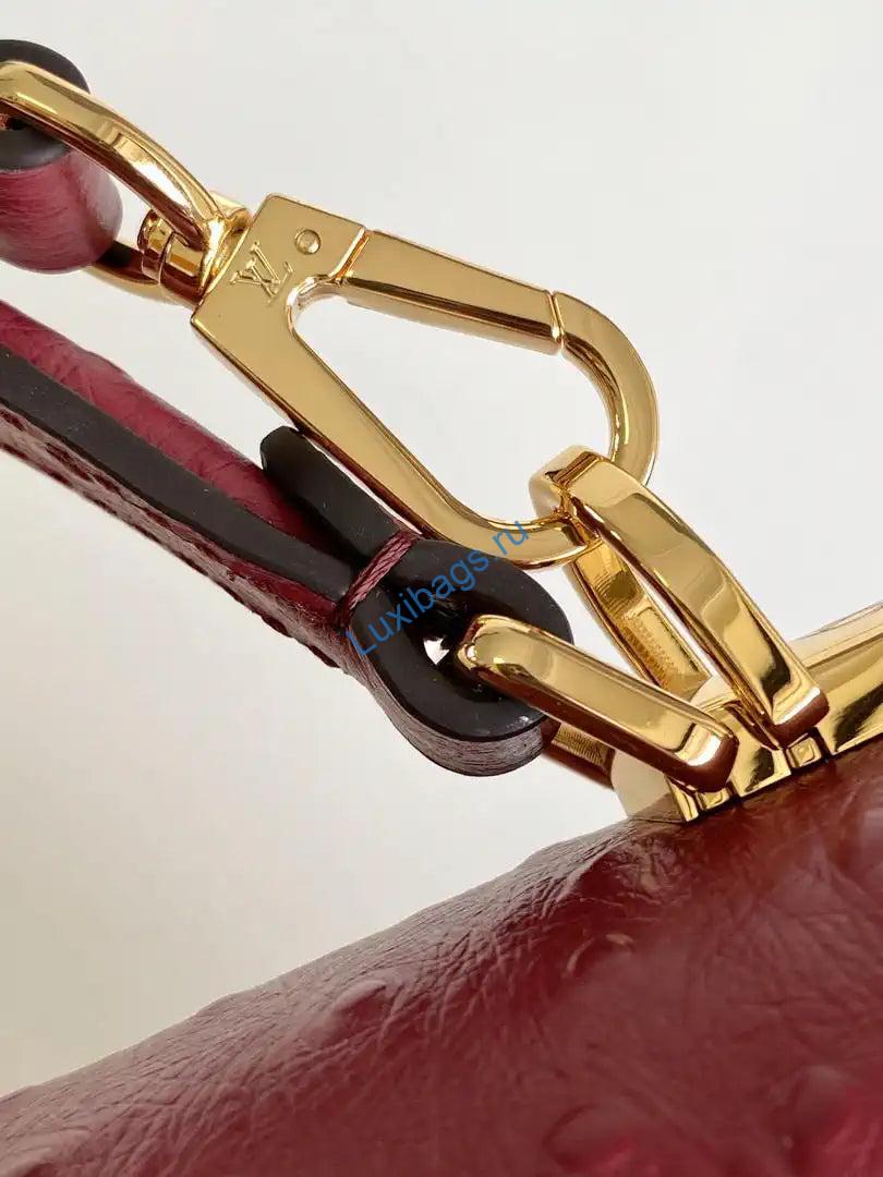 LV M87107 Louis Vuitton Ostrich Rose Des Vents MM Wine red | lv m87107 louis vuitton ostrich rose des vents mm 64