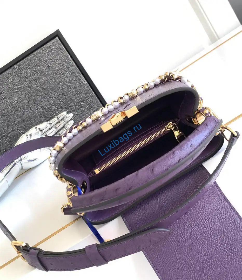 lv m87312 louis vuitton ostrich capucines mini purple 7 LV M87312 Louis Vuitton Ostrich Capucines Mini Purple | lv m87312 louis vuitton ostrich capucines mini 08