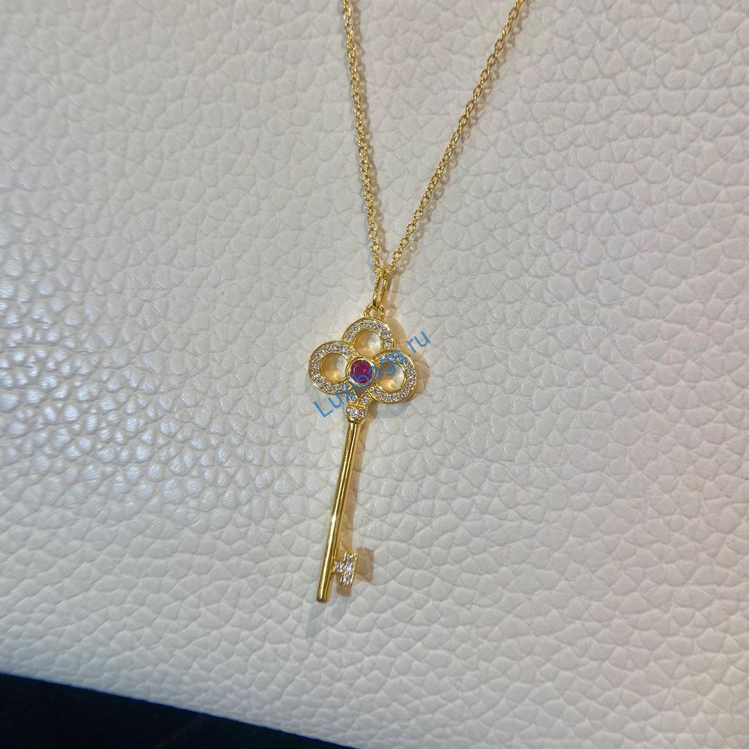 Tiffany-keys-crown-key-pendant-GRP08178-Pink Diamond yellow gold