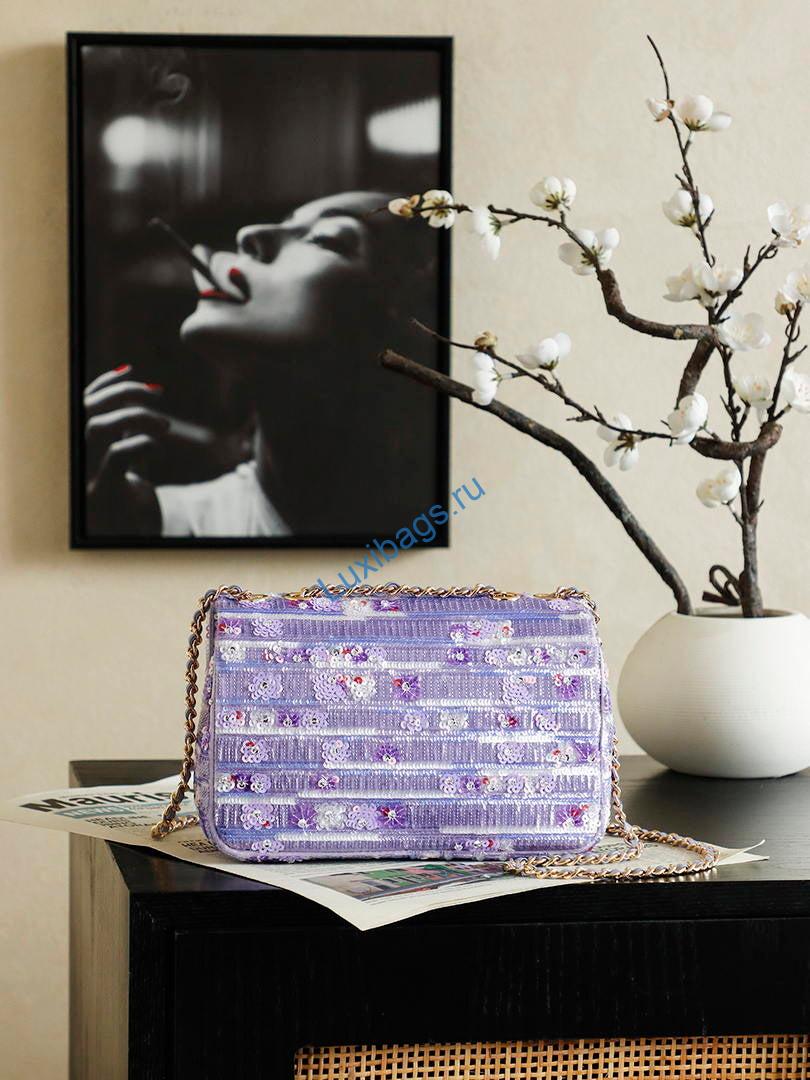 chanel 26c flap violet glitter sequins lambskin 21cm purple 3 Chanel 26C Flap Violet Glitter Sequins Lambskin 21cm Purple | chanel 26c flap violet glitter series lambskin 21cm 04