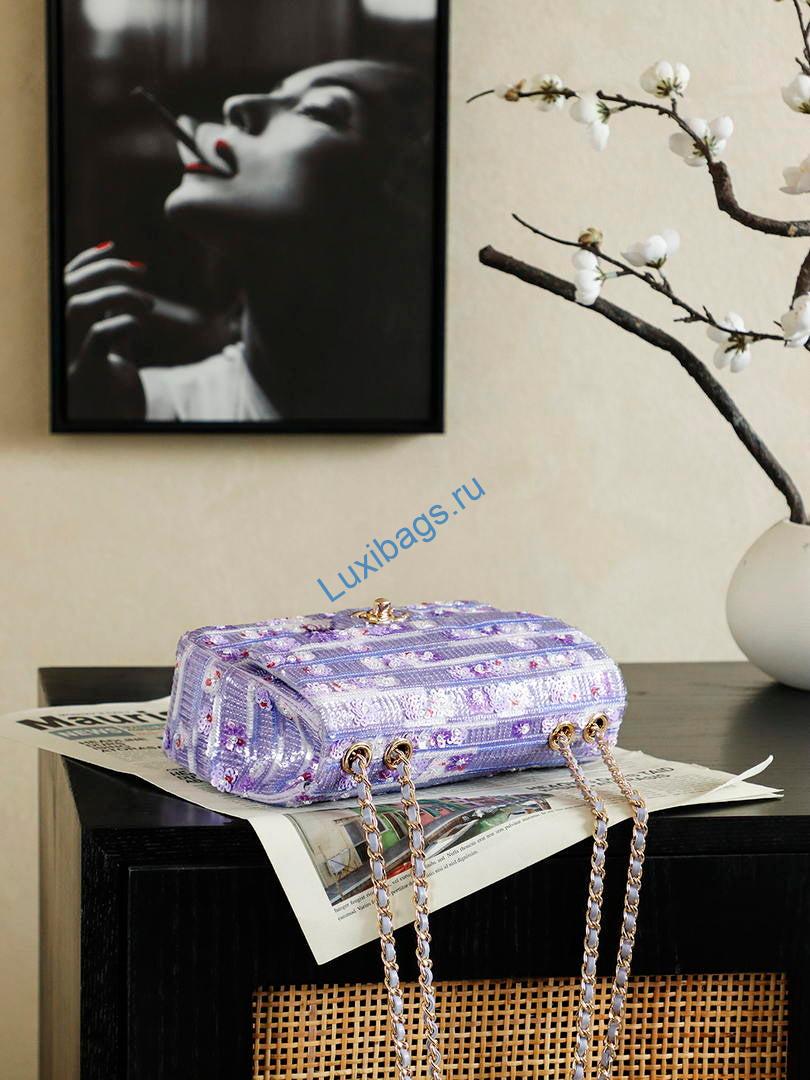 chanel 26c flap violet glitter sequins lambskin 21cm purple 4 Chanel 26C Flap Violet Glitter Sequins Lambskin 21cm Purple | chanel 26c flap violet glitter series lambskin 21cm 05
