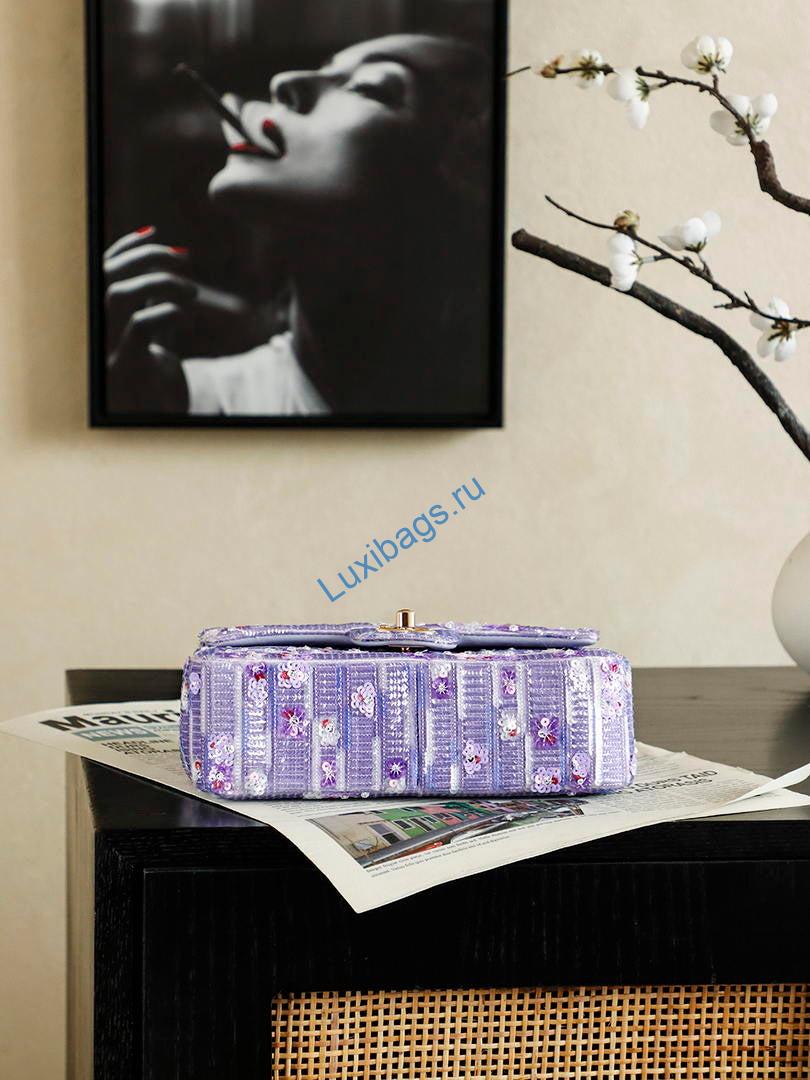 chanel 26c flap violet glitter sequins lambskin 21cm purple 5 Chanel 26C Flap Violet Glitter Sequins Lambskin 21cm Purple | chanel 26c flap violet glitter series lambskin 21cm 06