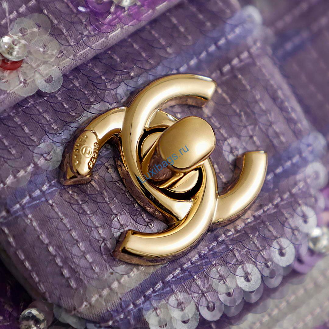 chanel 26c flap violet glitter sequins lambskin 21cm purple 7 Chanel 26C Flap Violet Glitter Sequins Lambskin 21cm Purple | chanel 26c flap violet glitter series lambskin 21cm 08