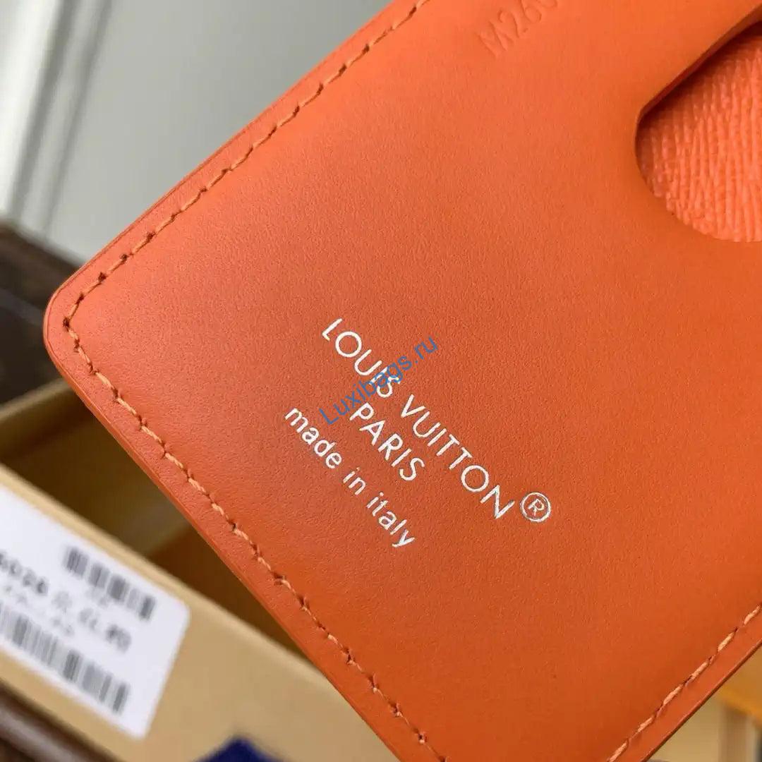 Louis Vuitton LV M26028 Magnetic Card Holder Black Monogram Orange | louis vuitton lv m26028 magnetic card holder black monogram orange 09