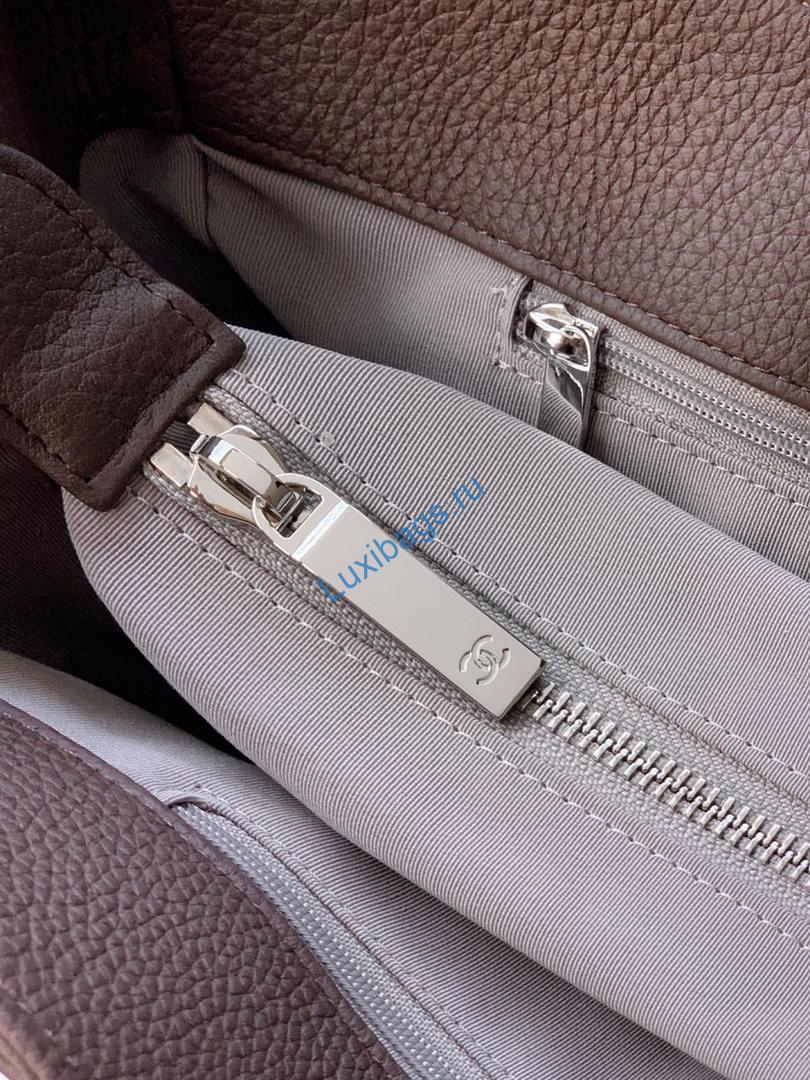 Chanel AS6055 Cerf Leather Exterior Small Tote Bags grayish brown | chanel as6055 cerf leather exterior small tote bags bag 006