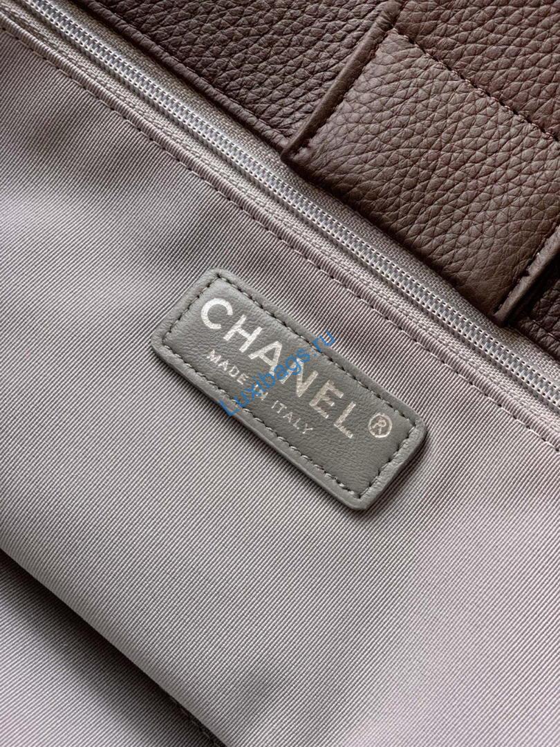 Chanel AS6055 Cerf Leather Exterior Small Tote Bags grayish brown | chanel as6055 cerf leather exterior small tote bags bag 009