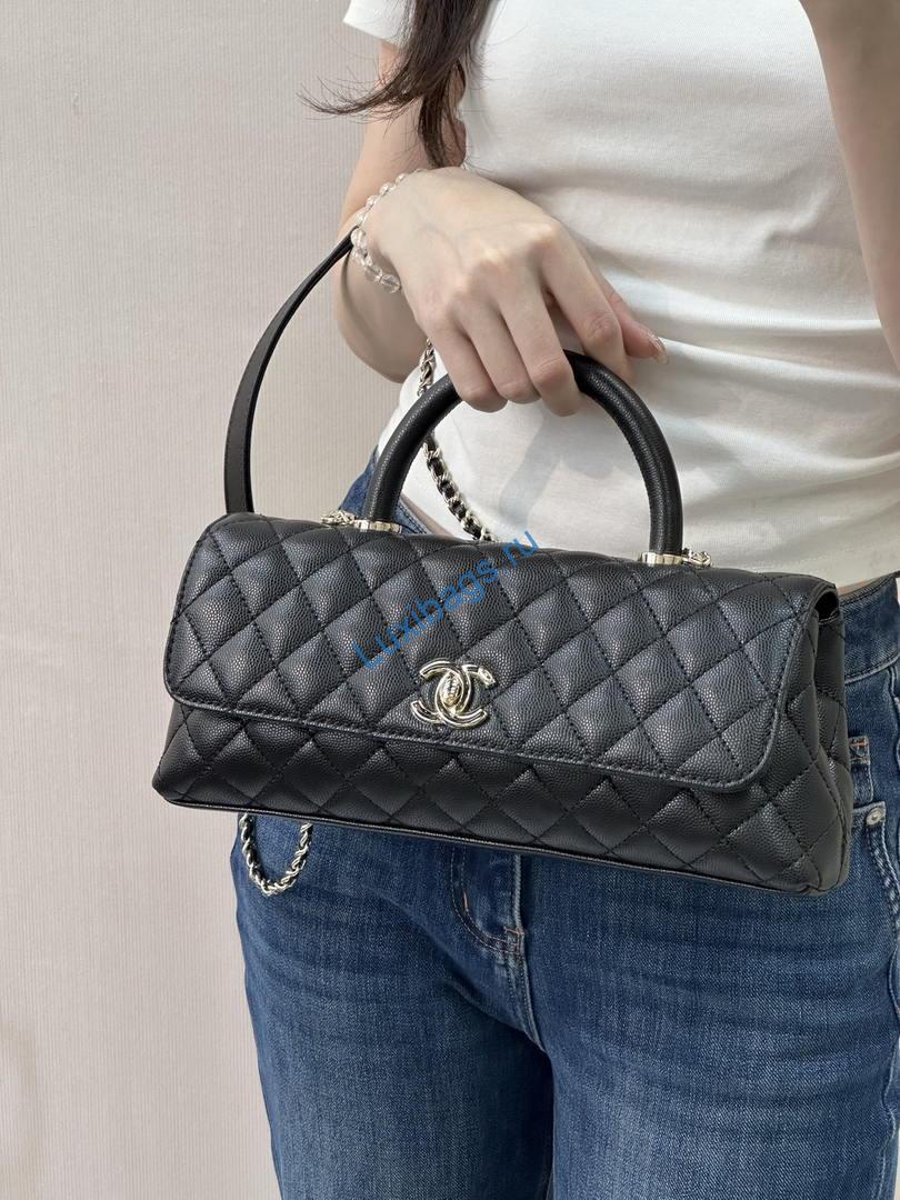 Chanel AS6091 Maxi Flap Bag with Top Handle Goatskin & Gold-Tone Metal Black | chanel as6091 maxi flap bag with top handle goatskin gold tone metal black 14