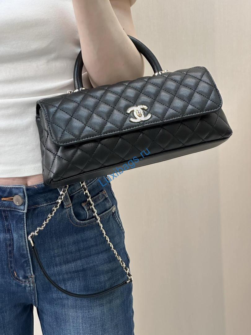 Chanel AS6091 Maxi Flap Bag with Top Handle Goatskin & Gold-Tone Metal Black | chanel as6091 maxi flap bag with top handle goatskin gold tone metal black 15