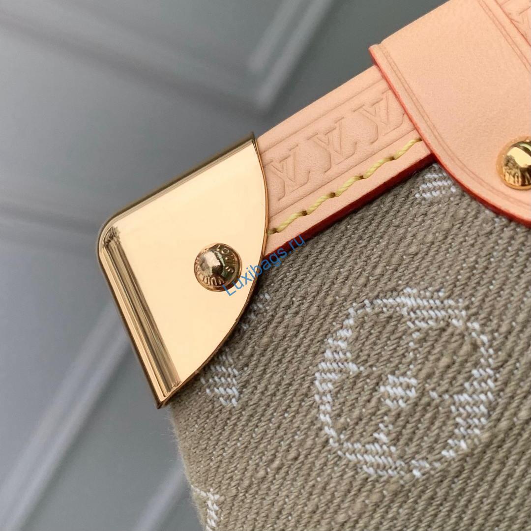 Louis Vuitton LV M27451 Side Trunk MM East West Bag Khaki Denim | louis vuitton lv m27451 side trunk mm east west bag denim green 07