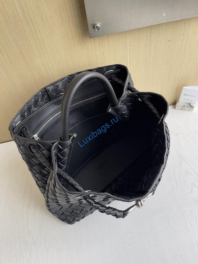 Bottega Veneta BV 766016 Medium Andiamo Lambskin BV90137 Black Silver | bottega veneta bv 766016 medium andiamo suede bv90138 27