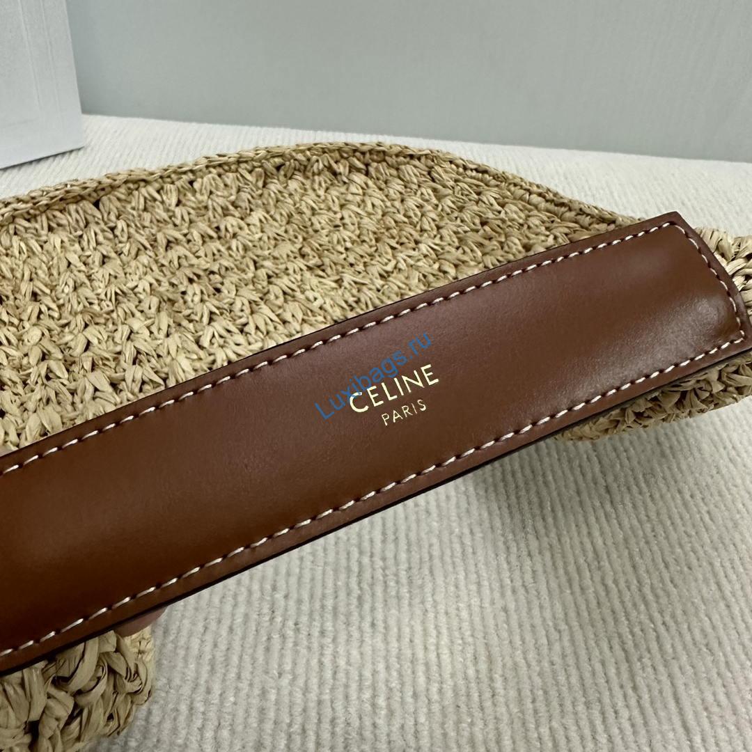 Celine classic panier HOBO BAG IN Raffia and Calfskin 112772 Nuture Brown | celine classic panier hobo bag in raffia and calfskin 112772 nuture 006 1